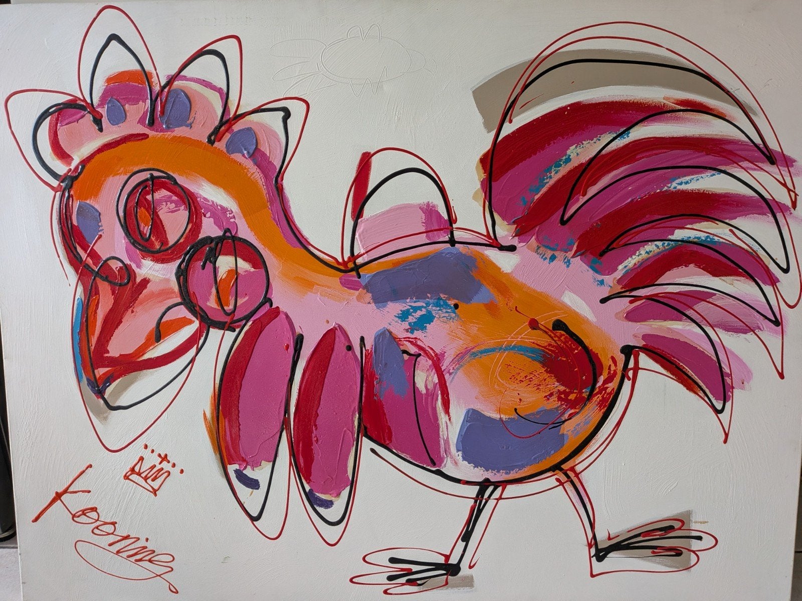 Officiële Merel Kooning-reproductie - 120cm op 90cm, Antiquités & Art, Art | Peinture | Moderne, Enlèvement, Peint à la main, Peinture à l'huile