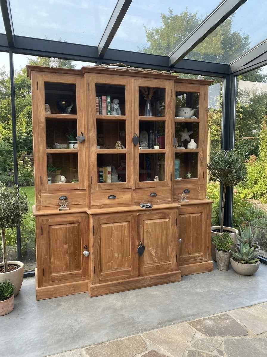 Vitrine de buffet en teck massif livraison gratuite, Maison & Meubles, Enlèvement ou Envoi, Teck