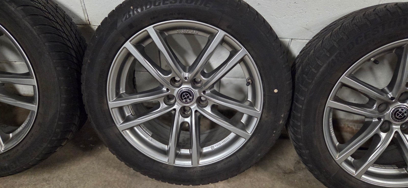 BMW 5 x 112 velgen met 225 50 17 Bridgestone winterband, Ophalen, Banden en Velgen, 17 inch, Winterbanden
