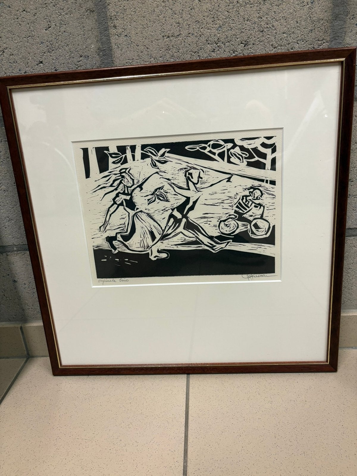 Originele Linosnede Agy Claessen (1945) GOED BOD=WEG, Antiek en Kunst, Ophalen of Verzenden, Ingelijst