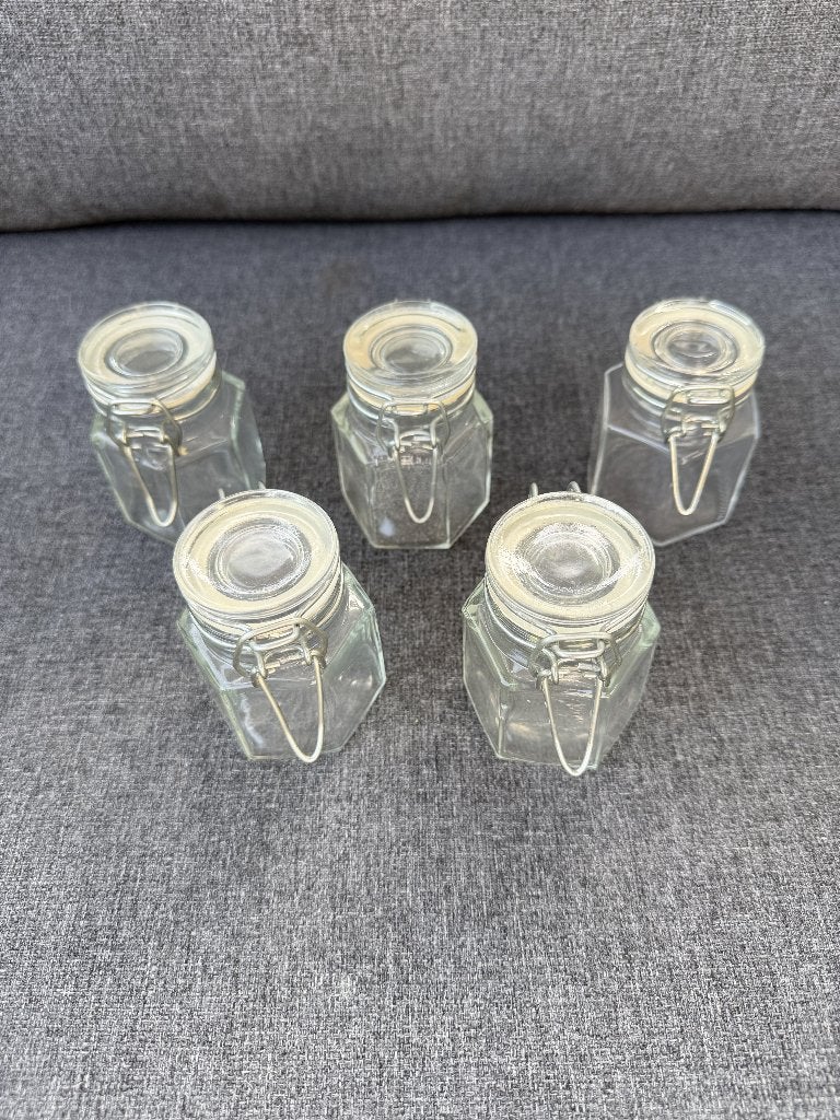 5 kleine potjes in glas, Ophalen, Zo goed als nieuw, Glas, Overige typen