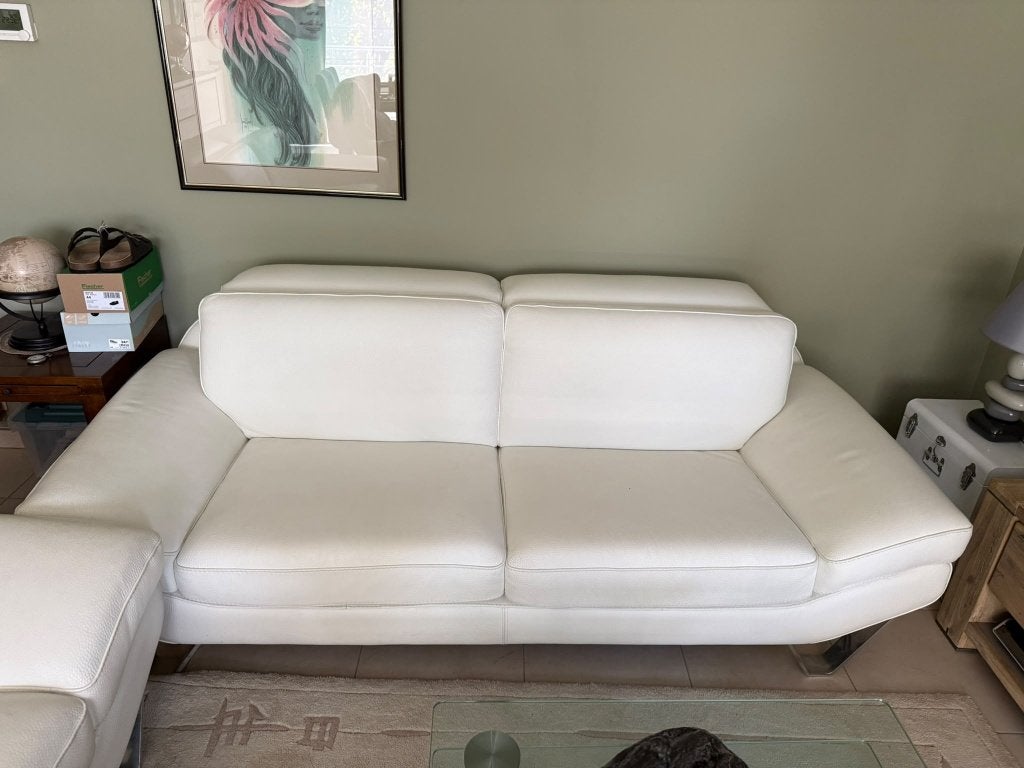 2 divans cuir blanc, 100 à 125 cm, Comme neuf, Enlèvement, Moderne
