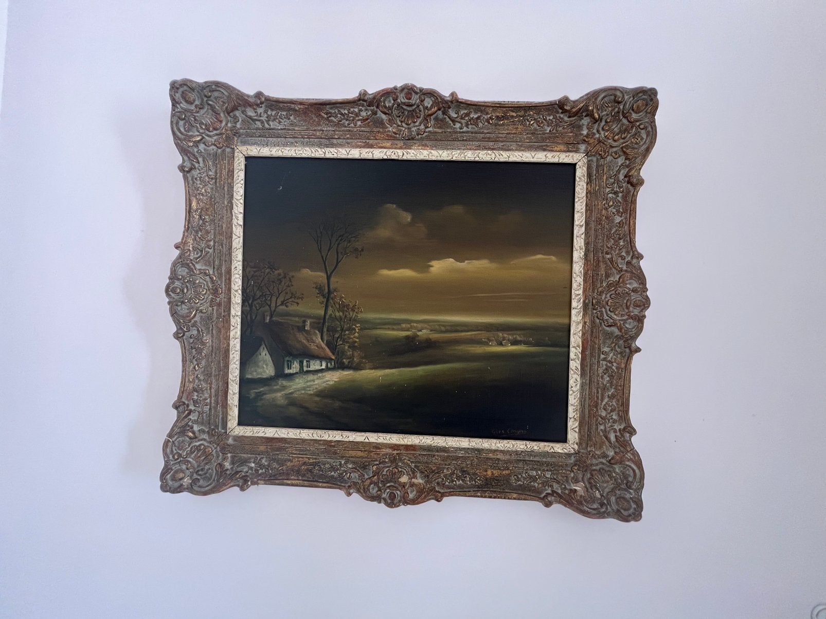 Gies Cosyns (1920–1997), Vlaams landschap met hoeve, Antiquités & Art, Enlèvement ou Envoi, Peinture à l'huile, Paysage, Toile