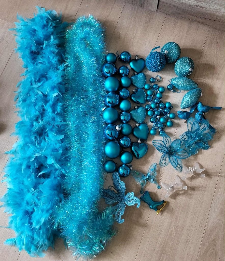 Lot déco Noël magnifique couleur turquoise, Enlèvement