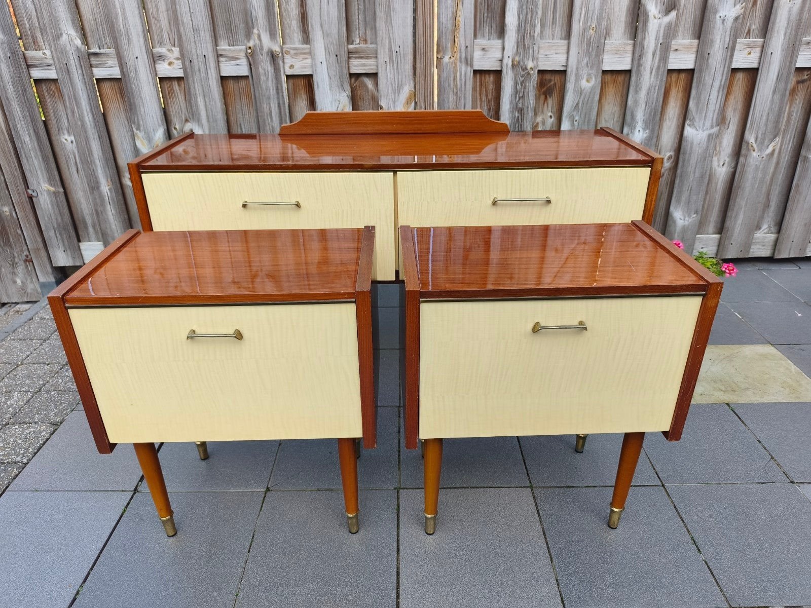 vintage mid century nachtkastje en commode, Antiek en Kunst, Ophalen