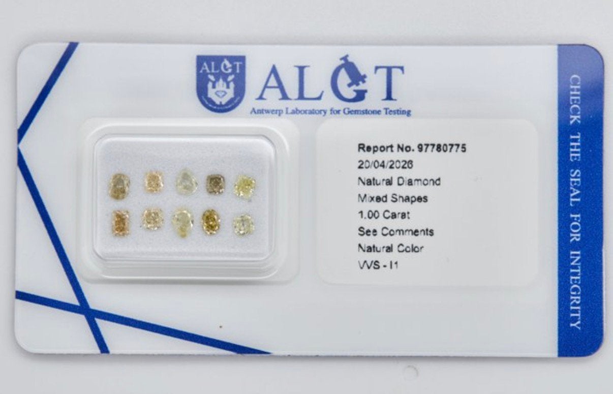 10 natuurlijke kleurdiamanten 1,00 ct – ALGT, Handtassen en Accessoires, Edelstenen, Ophalen of Verzenden, Zo goed als nieuw