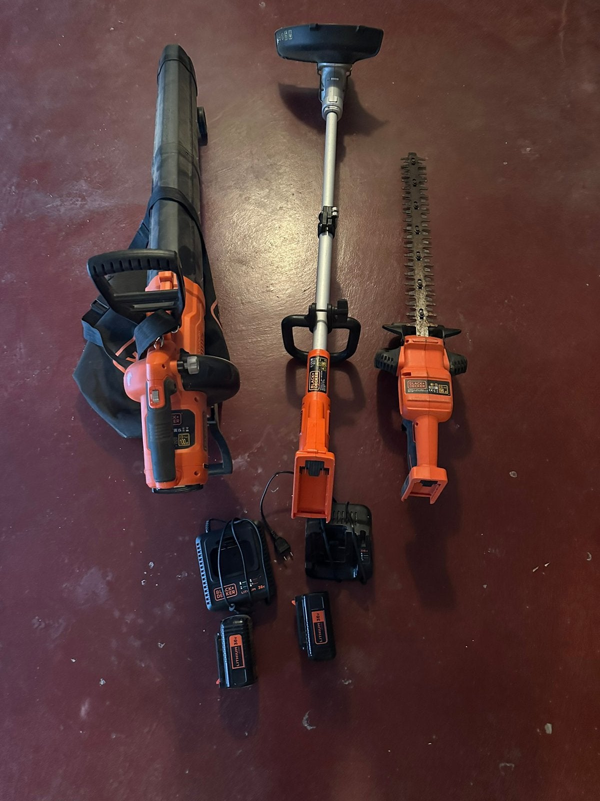 Ser B&D ASPI bladblazer, heggenschaar, kantenschaar - 36V, Tuin en Terras, Ophalen, Gebruikt, Accu