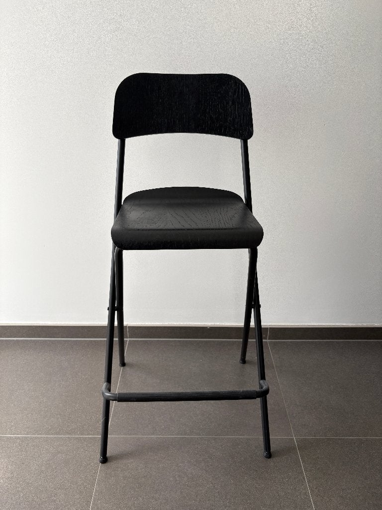 IKEA FRANKLIN barkruk – zwart – opklapbaar – zithoogte 74 cm, Maison & Meubles, Tabourets de bar, Comme neuf, 60 à 90 cm, Bois
