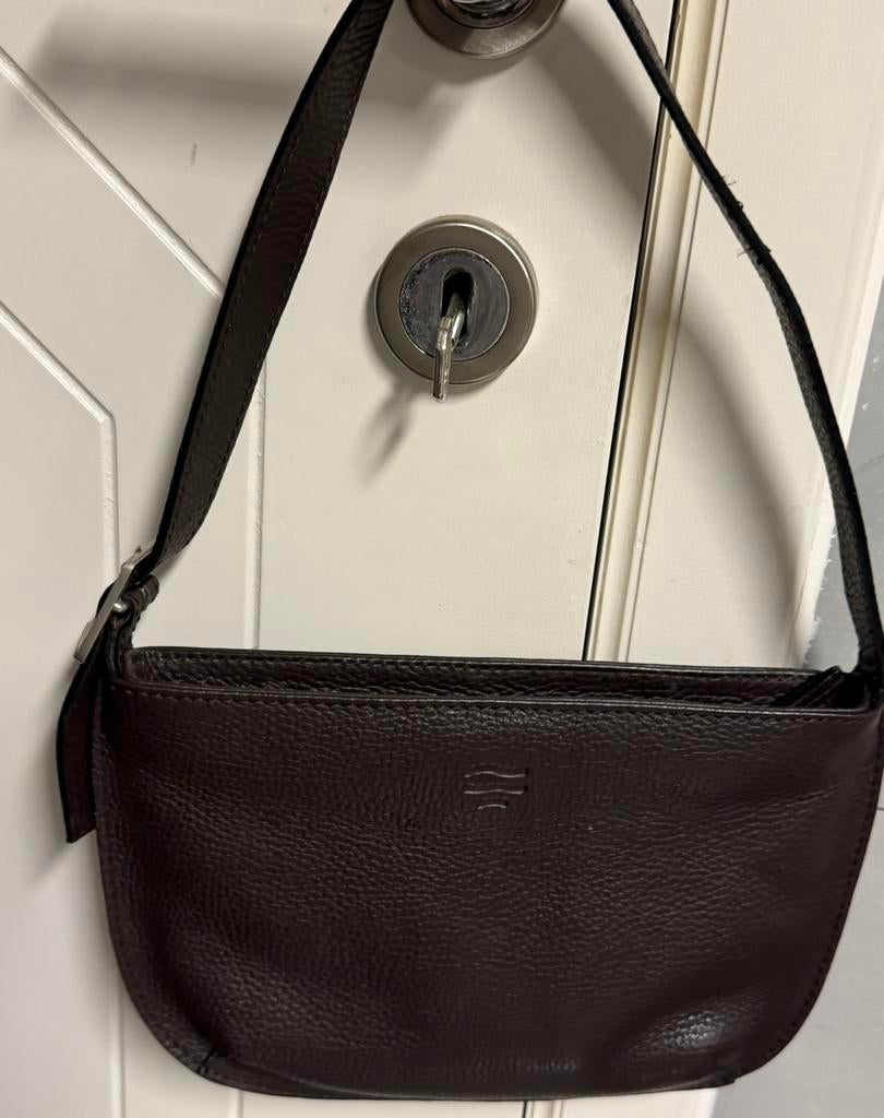 Lederen bruin handtasje van Crinkles, Handtassen en Accessoires, Ophalen, Zo goed als nieuw, Bruin