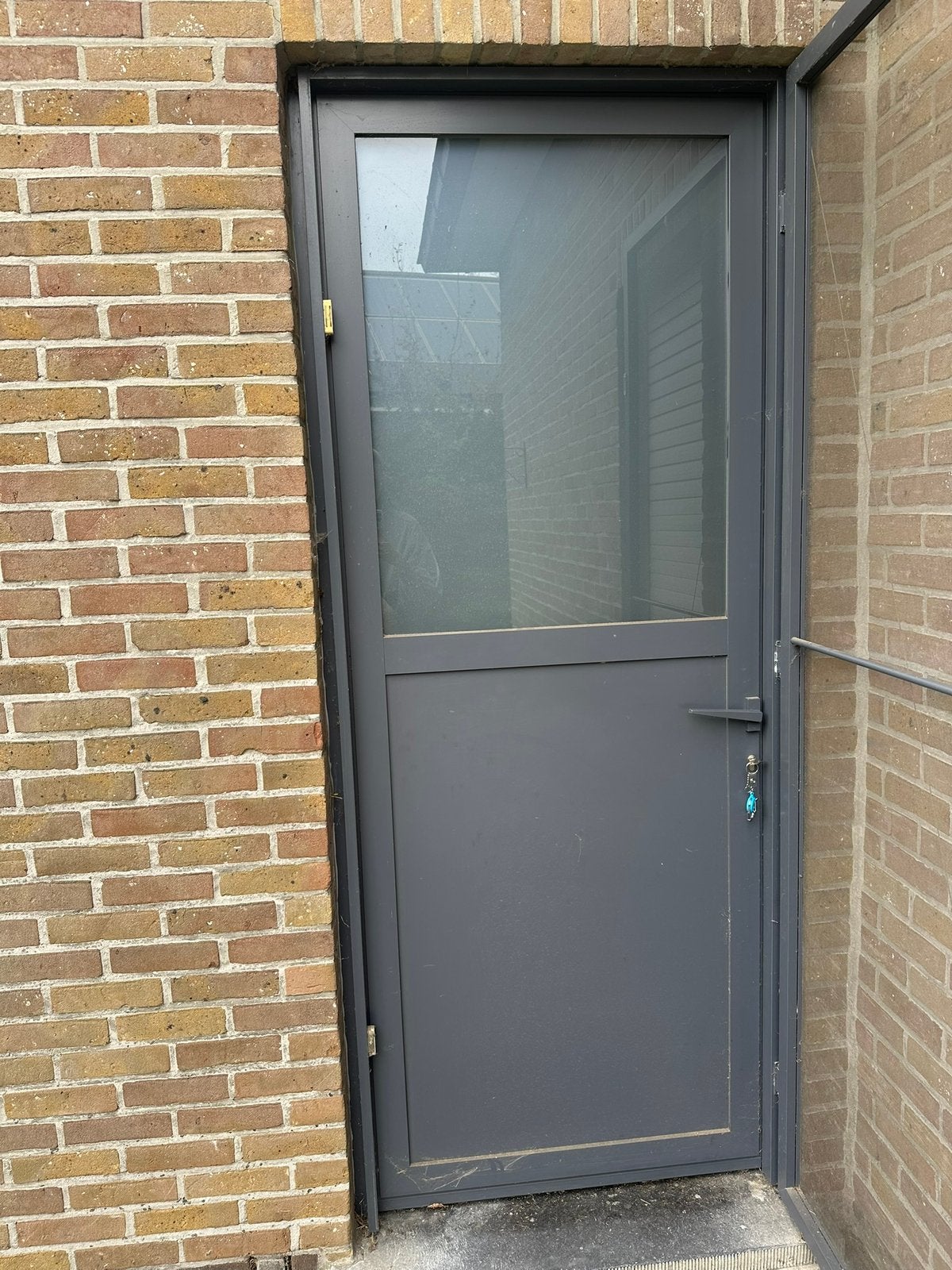 Aluminiul Deur met glas antraciet RAL7016, Ophalen, Zo goed als nieuw, Glas