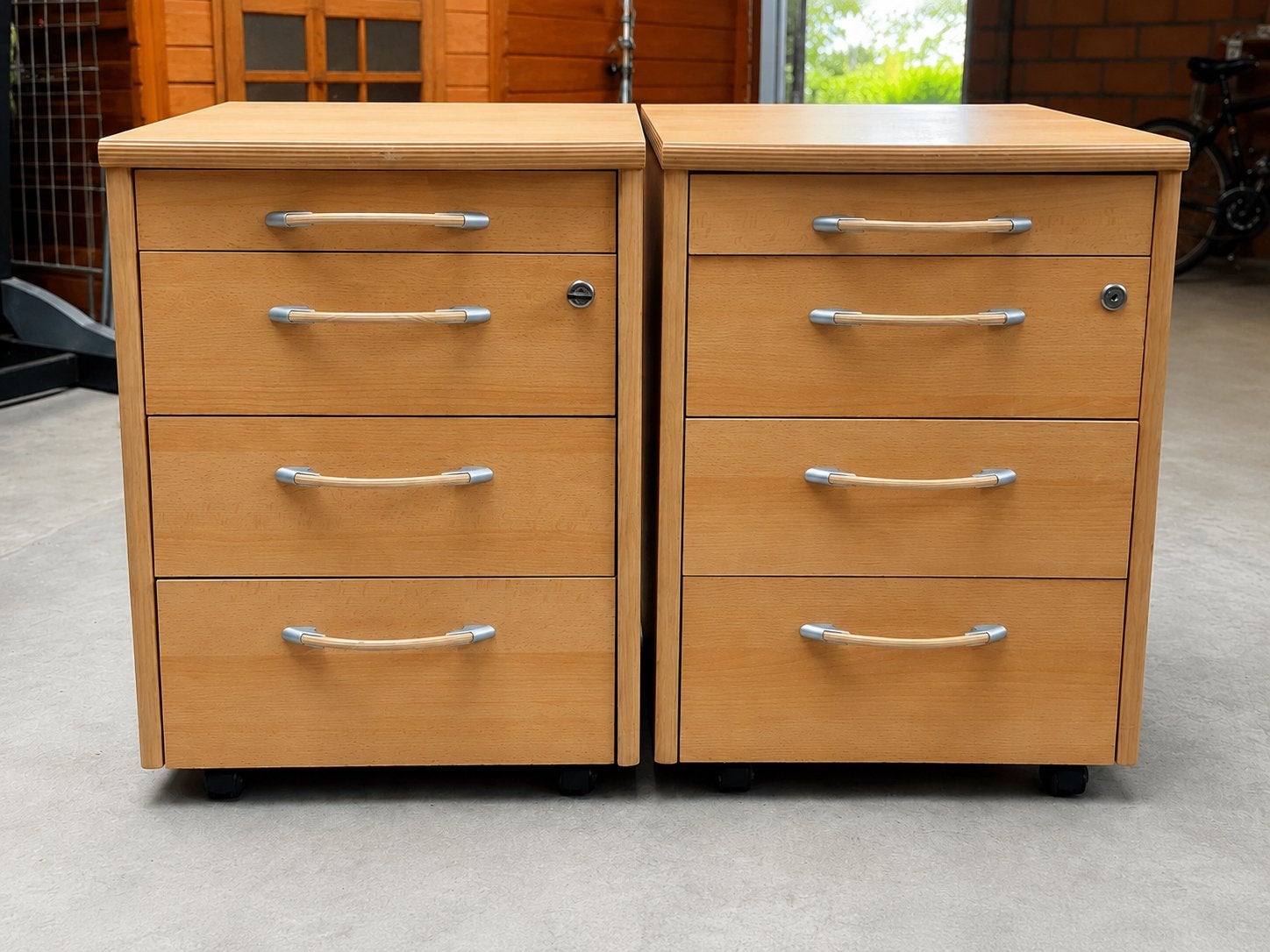2 Ladeblokken op wieltjes – licht hout, Huis en Inrichting, Kasten | Ladekasten, Ophalen, Gebruikt