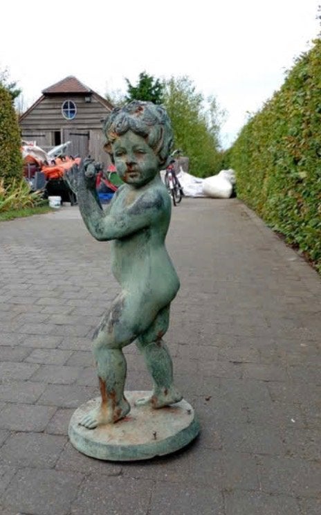Brons beeld mannetje met blokfluit, Antiek en Kunst, Ophalen, Brons