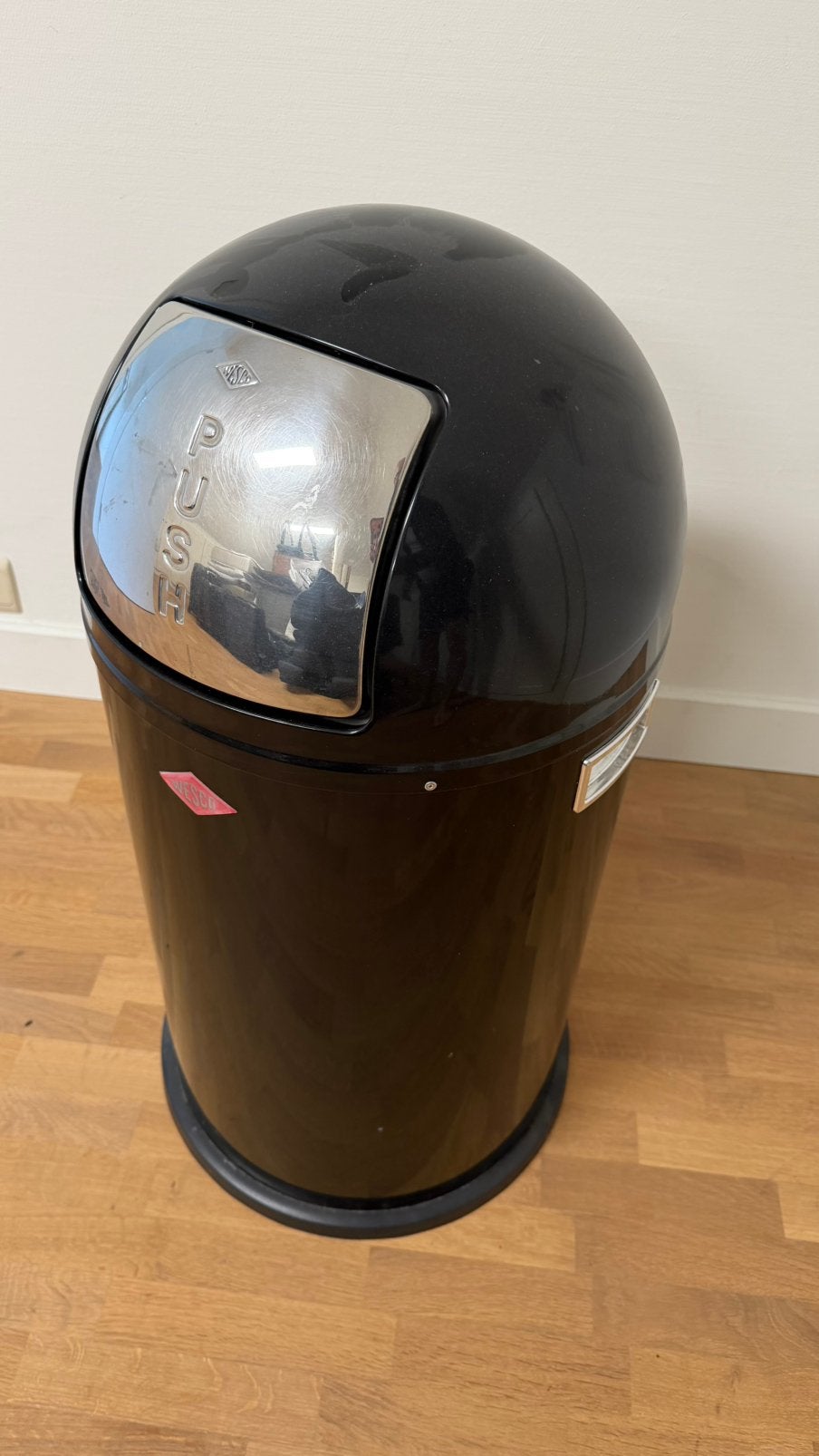 Wesco Pushboy zwart 50liter, Huis en Inrichting, Woonaccessoires | Prullenbakken, Ophalen, Zo goed als nieuw, Metaal
