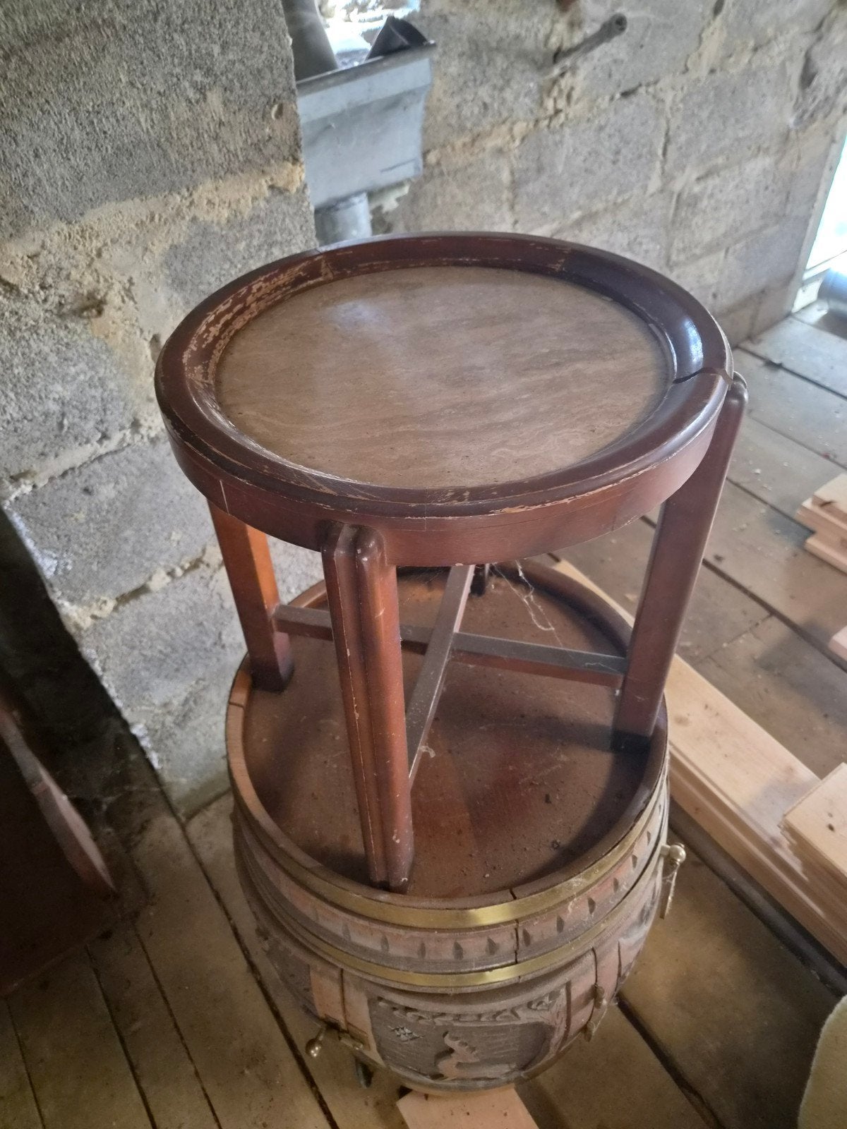 table basse bois/ marbre, Maison & Meubles, Enlèvement, Bois