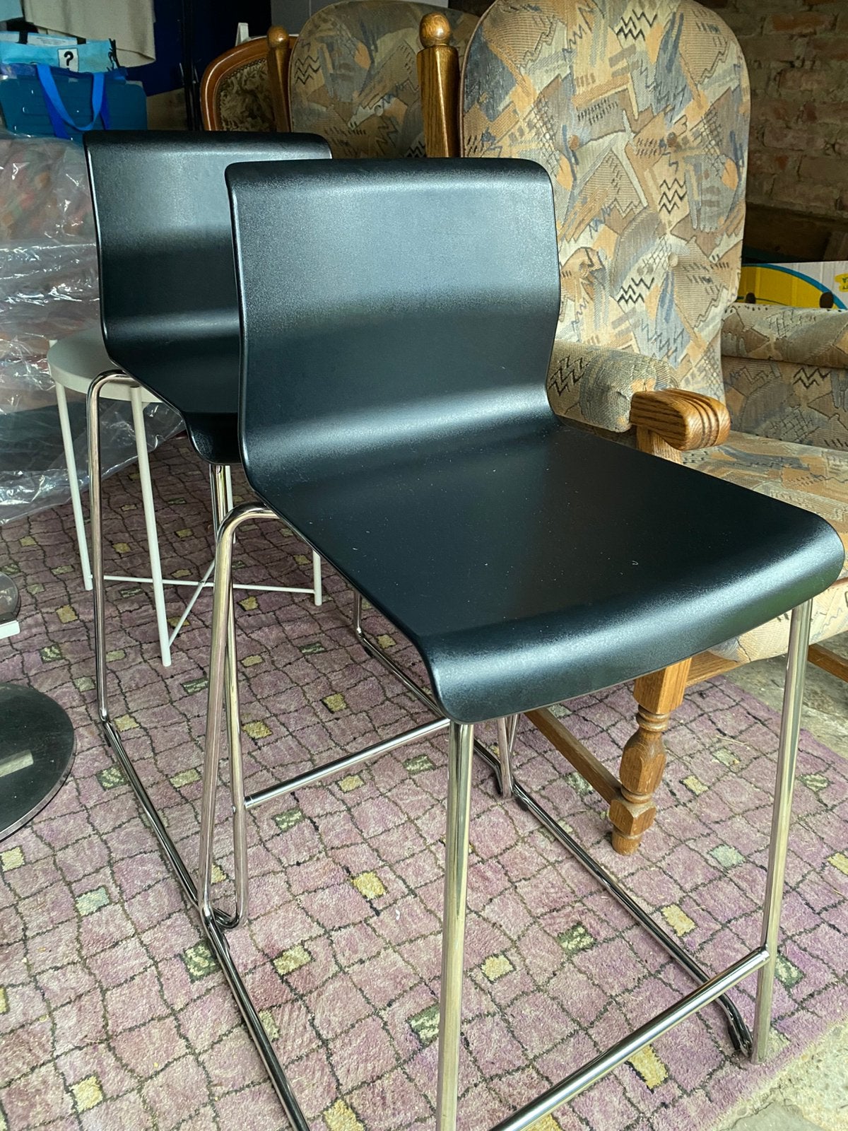 2 tabourets de bar noirs, Maison & Meubles, Enlèvement, Comme neuf
