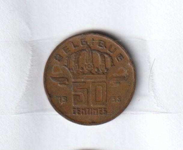 BELGIE BELGIE BOUDEWIJN 50 C 1958 FR, Postzegels en Munten, Ophalen of Verzenden, Metaal, Losse munt