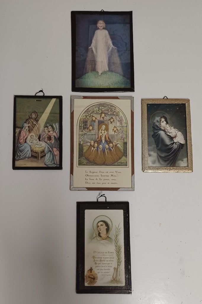 Religie devotieprentje, christendom, 5 stuks 1940/60, Gebruikt, Ophalen of Verzenden, 1940 tot 1960, Prent