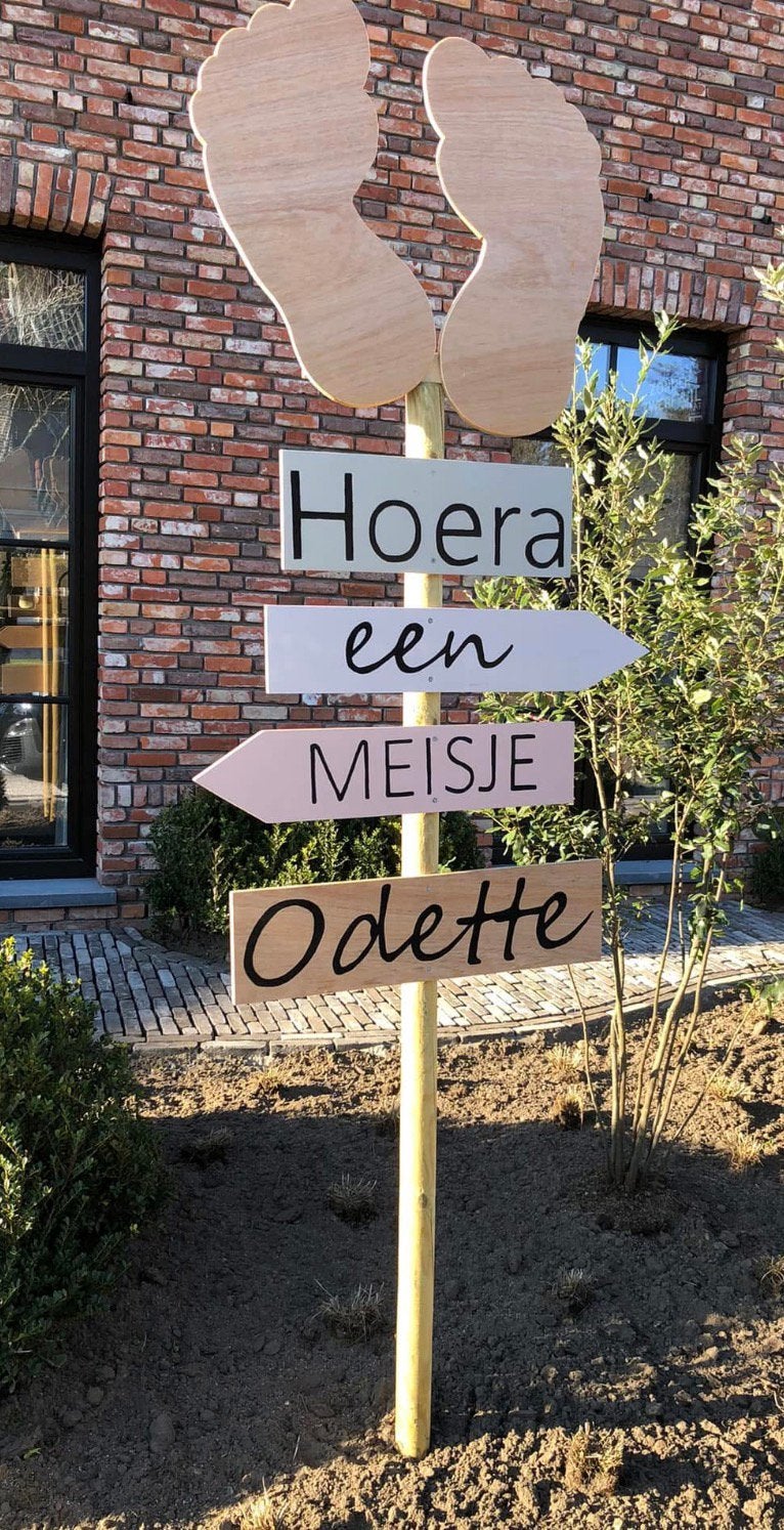 Geboortebord of naambord voor in de tuin, Ophalen, Zo goed als nieuw, Geboortebord