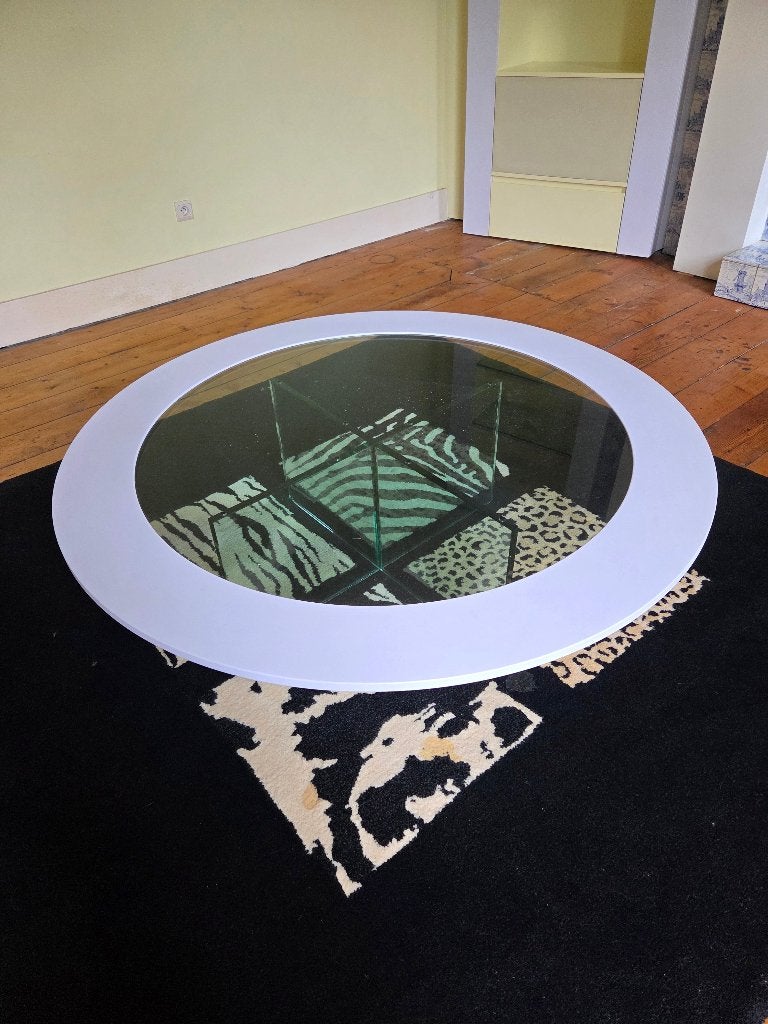 Salontafel vintage, Huis en Inrichting, Ophalen, 100 tot 150 cm, Zo goed als nieuw, Glas