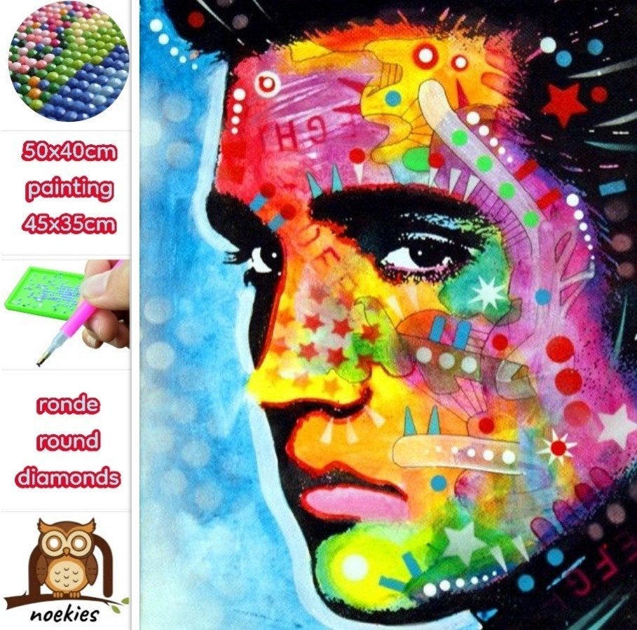 Peinture au diamant Elvis (ronde) n 2029 50x40 cm, Hobby & Loisirs créatifs, Bricolage, Neuf, Diamond painting, Éducatif, Autocollant