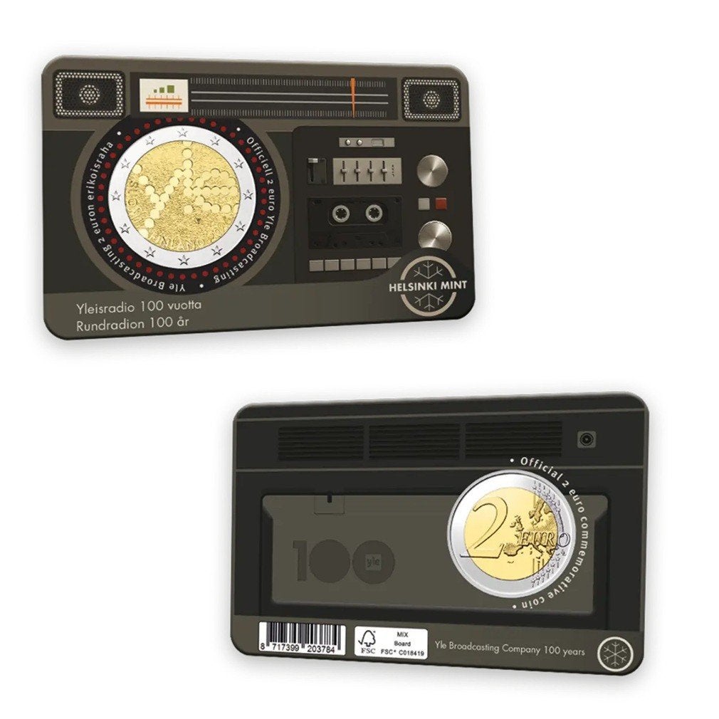 Finland 2026 - 2 euro in coincard - 100 jaar radio - Fins, Postzegels en Munten, Munten | Europa | Euromunten, Ophalen of Verzenden