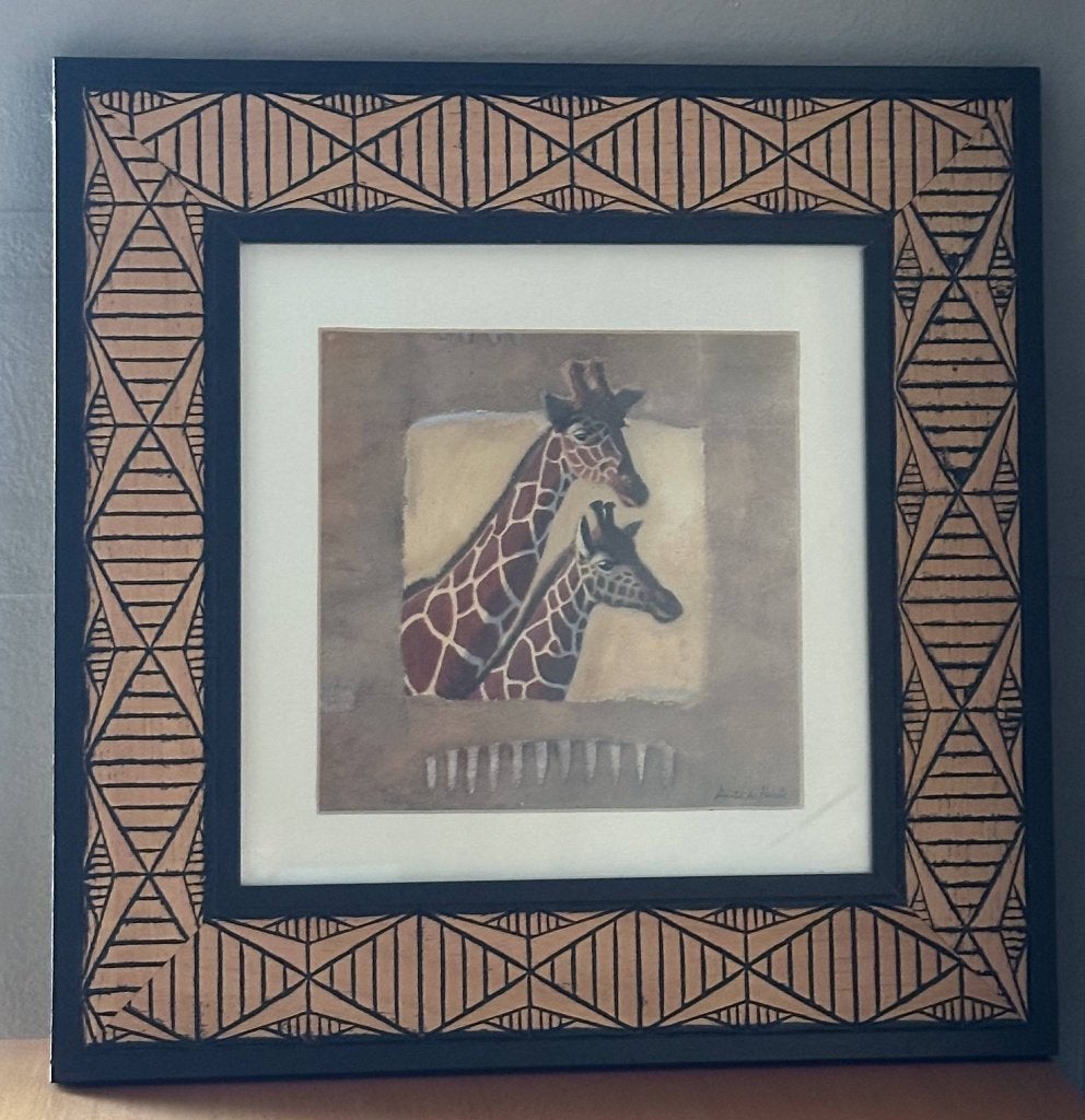 Cadre en bois décor "girafes", Africain, Enlèvement, Bois