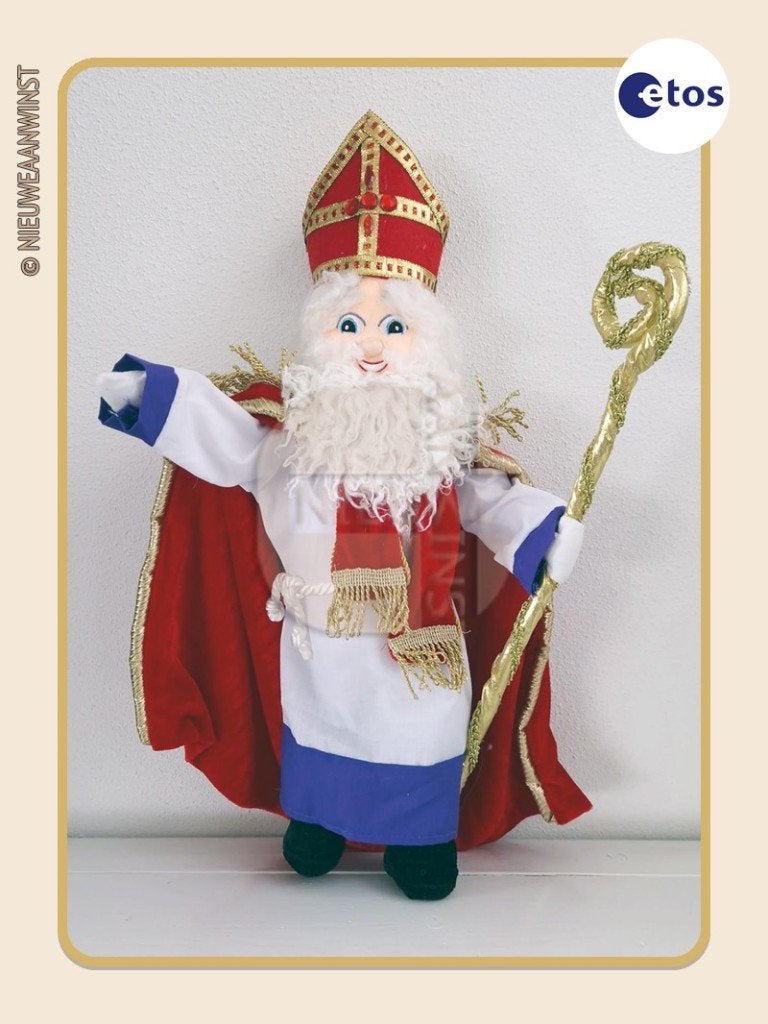 Nostalgische Etos etalage Sinterklaas pop - rood/goud - 50cm, Diversen, Verzenden, Zo goed als nieuw