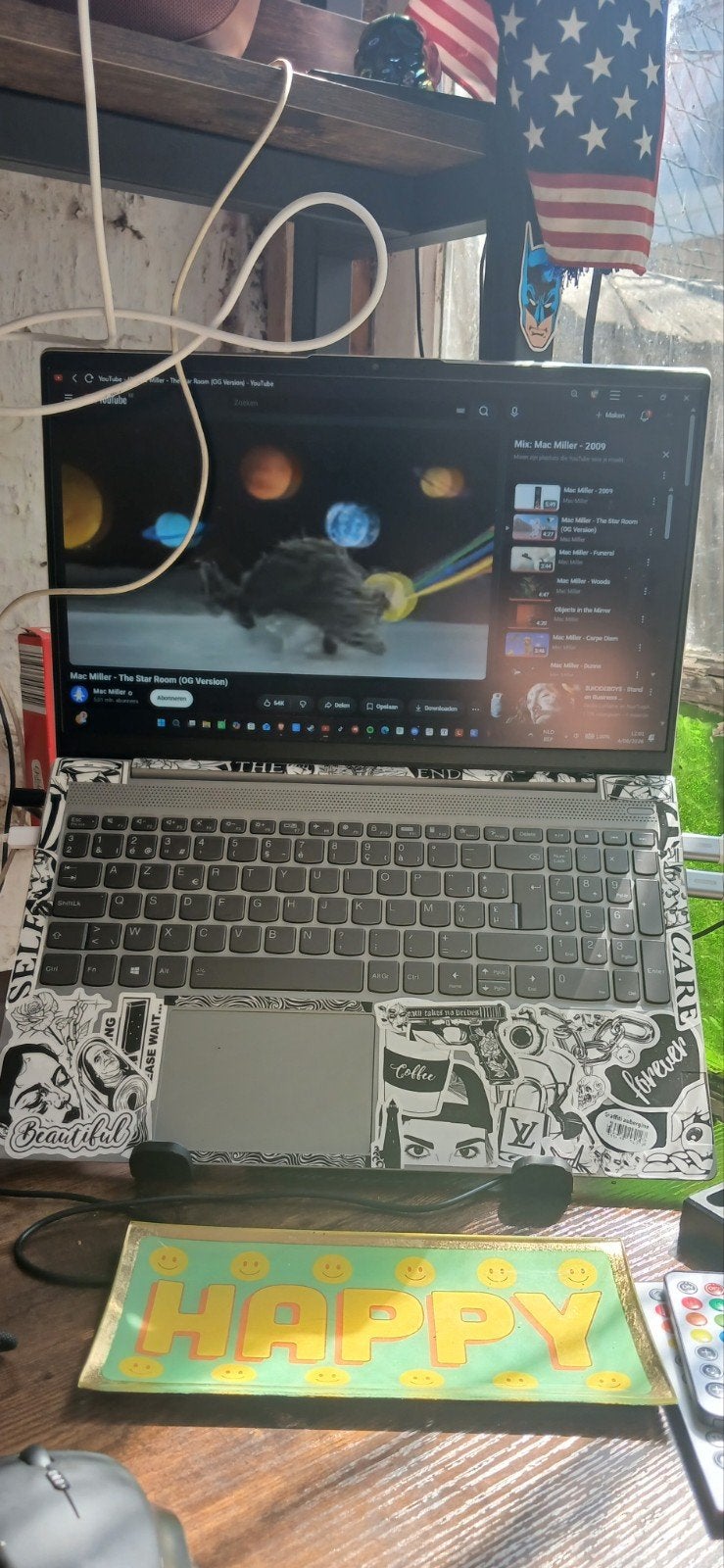 laptop Lenovo custom sticker bomb, Ophalen, Met touchscreen, Zo goed als nieuw, Azerty
