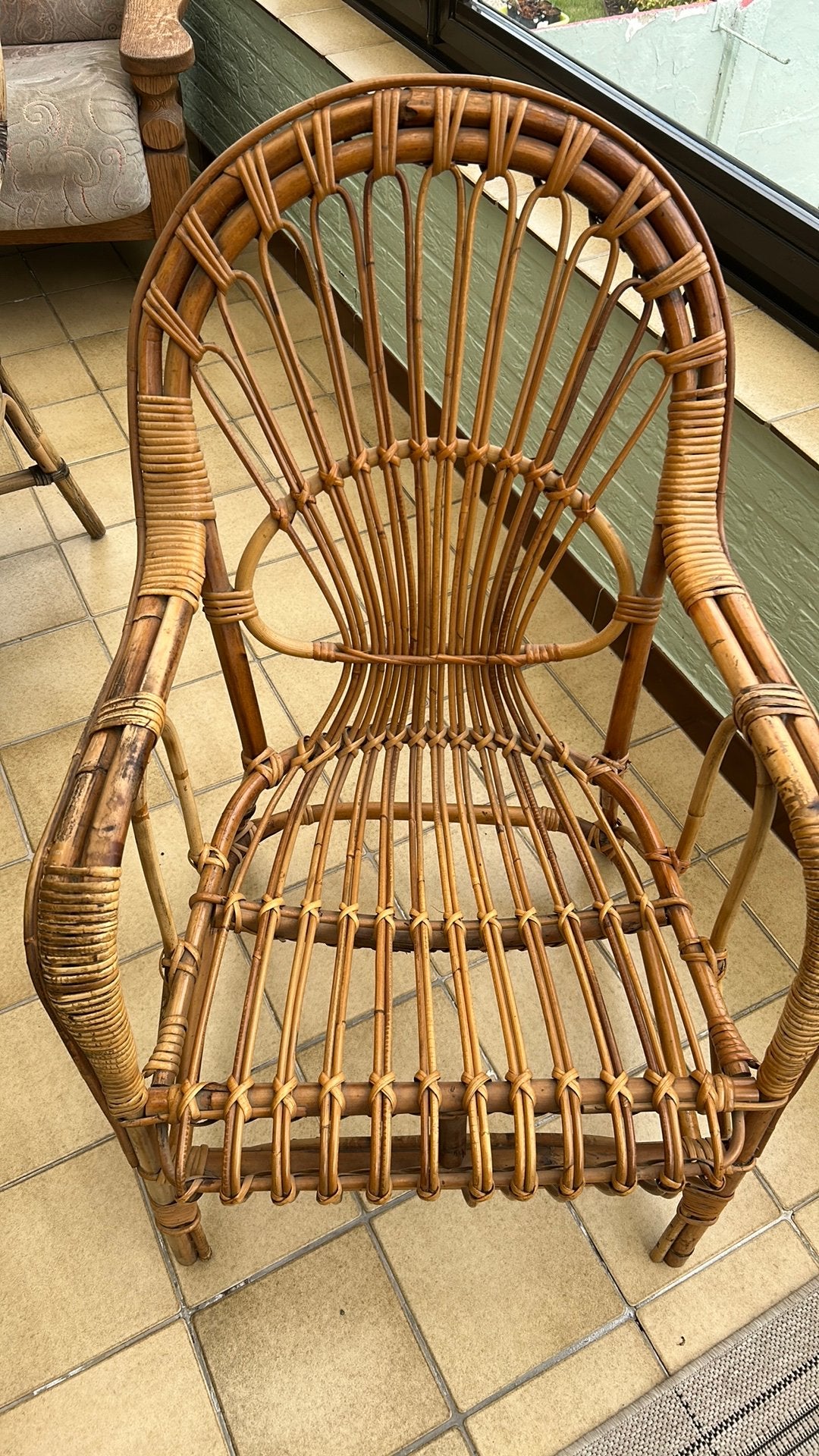 Rieten stoel, Huis en Inrichting, Stoelen, Ophalen, Gebruikt, Riet of Rotan