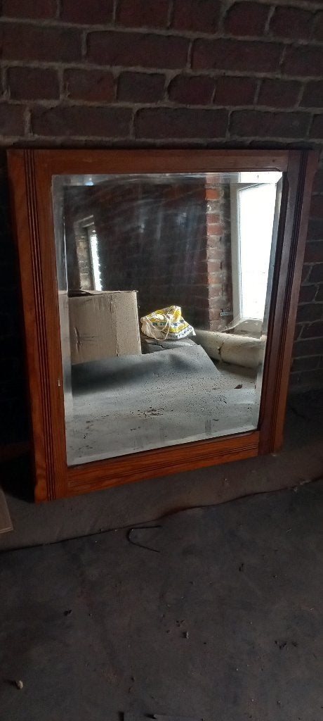 Miroir ancien en pin, Antiquités & Art, Enlèvement, 50 à 100 cm, Moins de 100 cm