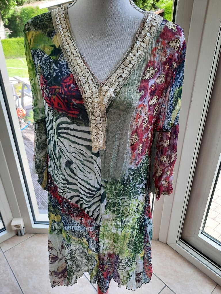 Flamboyante jurk ELISA CAVALETTI - L/XL, Kleding | Dames, Overige kleuren, Verzenden, Maat 42/44 (L), Zo goed als nieuw