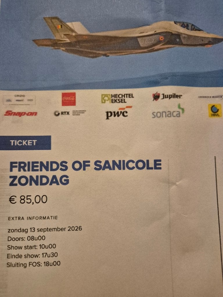 2 Tickets (Friends) Sanicole airshow