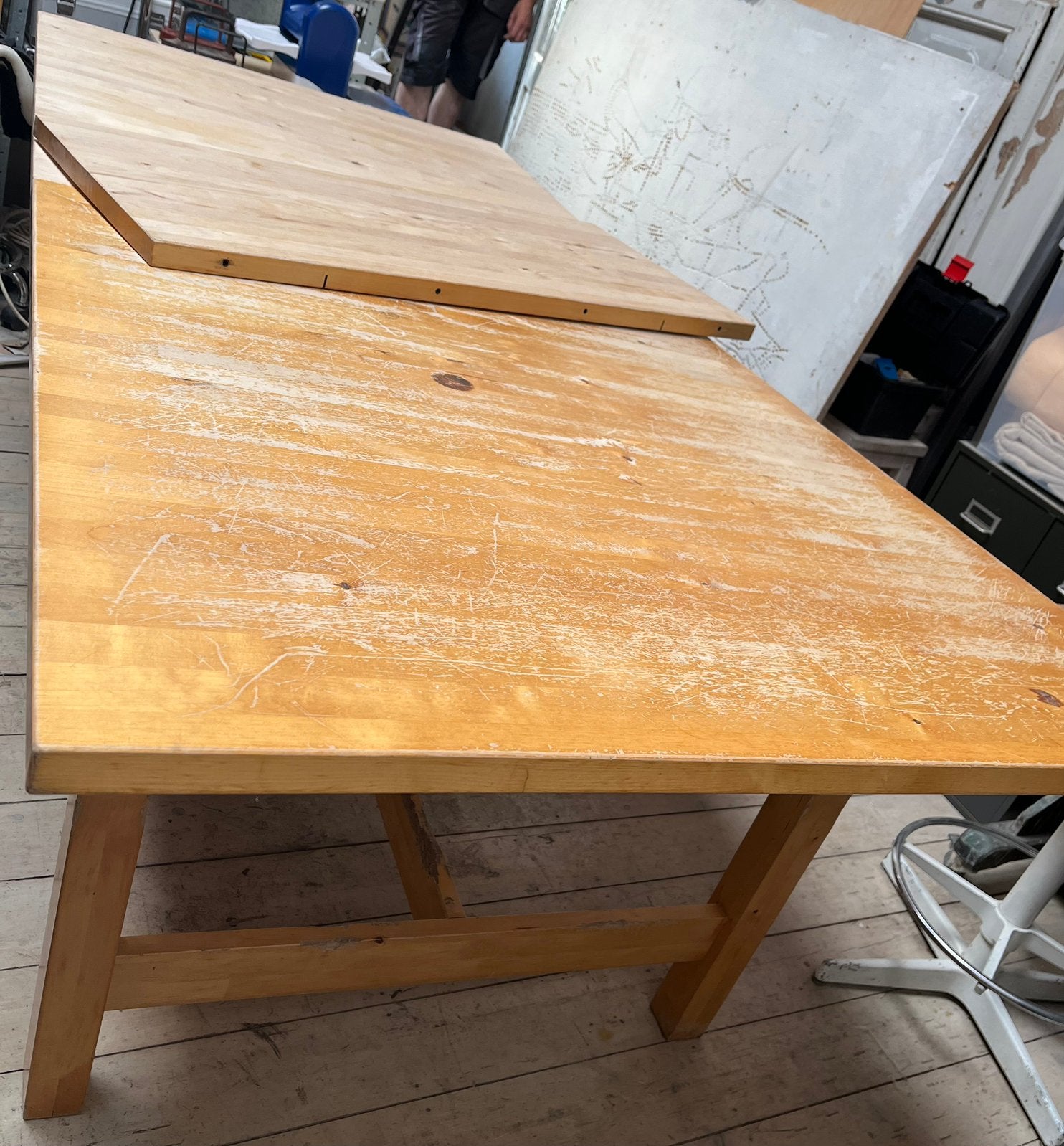 Grote massiv houten beuk Ikea eettafel uittrekbar Gebruikt!, Ophalen, Gebruikt, 200 cm of meer, 50 tot 100 cm