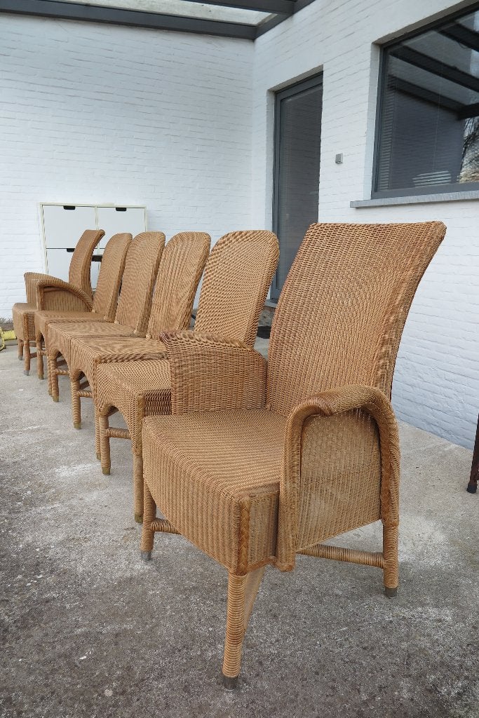 Set van 6 stoelen Vincent Sheppard, Huis en Inrichting, Ophalen, Overige materialen, Gebruikt, Bruin