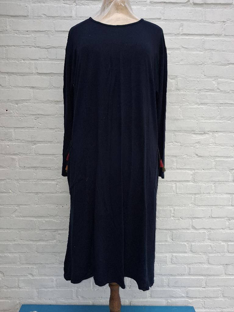 halflange donkerblauwe jurk, Ophalen of Verzenden, Gedragen, Maat 46/48 (XL) of groter