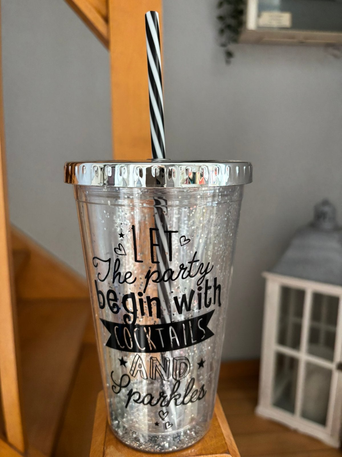 Gobelet paillettes avec paille neuf, Enlèvement ou Envoi, Neuf, Plastique, Verre ou Verres