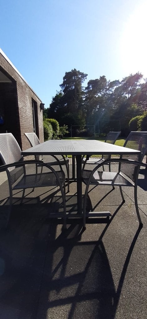 terrasmeubel met 4 stoelen, Tuin en Terras, Ophalen, Gebruikt, Eettafel, Tuinset