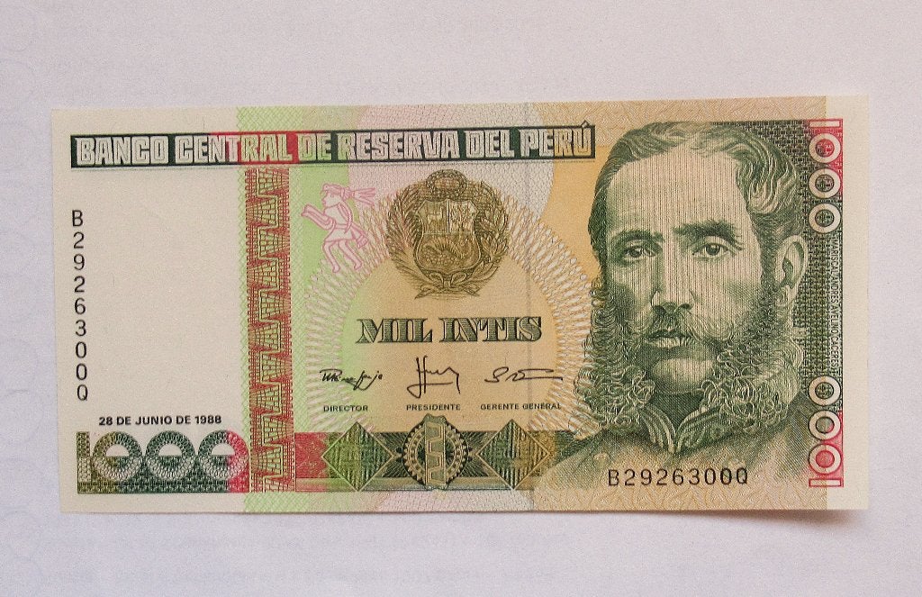 Peru 1.000 Intis  1988, Postzegels en Munten, Verzenden, Zuid-Amerika