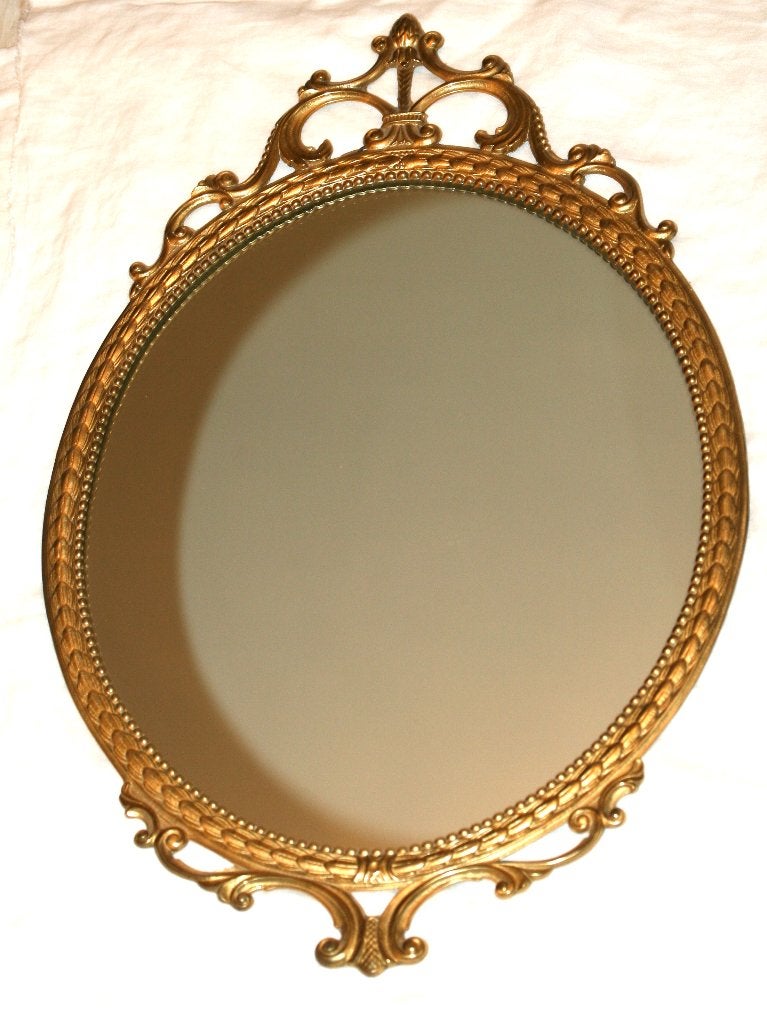Bronzen spiegel, Enlèvement ou Envoi, Moins de 100 cm, Utilisé, Ovale