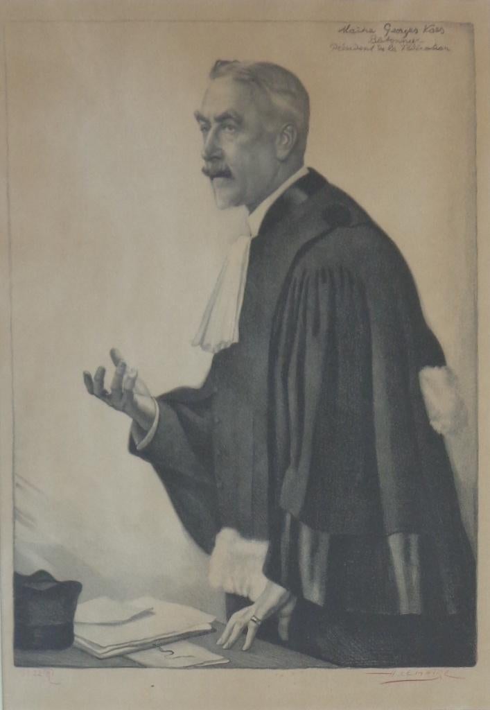 H. LEMAIRE / MAITRE GEORGES VAES / ZW-W LITHO 59x45cm KADER, Antiek en Kunst, Ophalen of Verzenden