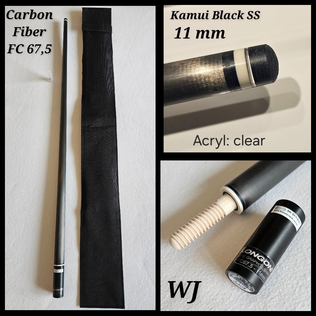 Carbon FC67,5 Kamui Black SS - 11mm  top voor Longoni WJ, Sport en Fitness, Biljarten en Poolen, Ophalen of Verzenden, Nieuw, Keu of Ballen