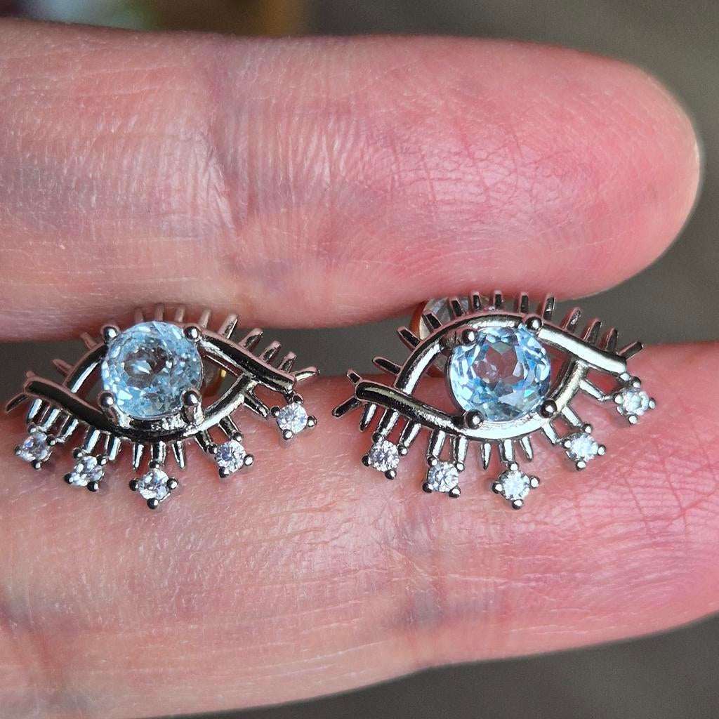Oorbellen met natuurlijke topaas van 925 zilver, Overige kleuren, Verzenden, Zo goed als nieuw, Met edelsteen