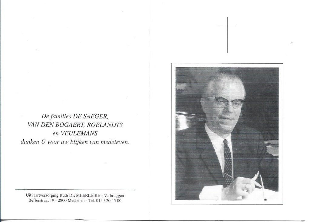 bidprentje van jozef de Saeger minister van staat, Enlèvement ou Envoi, Image pieuse