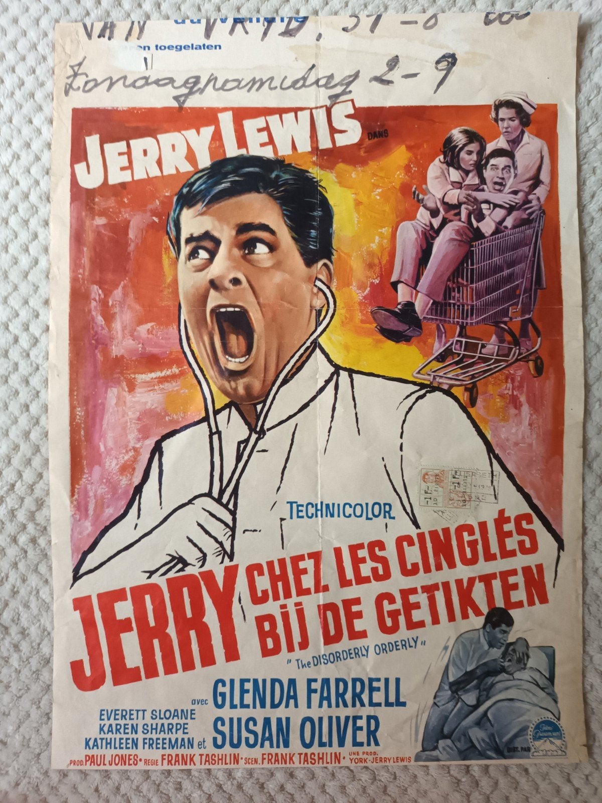 filmposter Jerry bij de getikten, Verzamelen, Ophalen of Verzenden