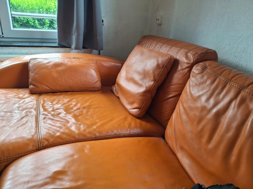 Fauteuil en cuir orange vintage, Maison & Meubles, Enlèvement, Cuir