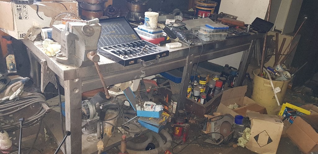 Inox werkbank met zware bankschroef, Doe-het-zelf en Bouw, Ophalen, Gebruikt, 170 cm of meer, Bankschroef