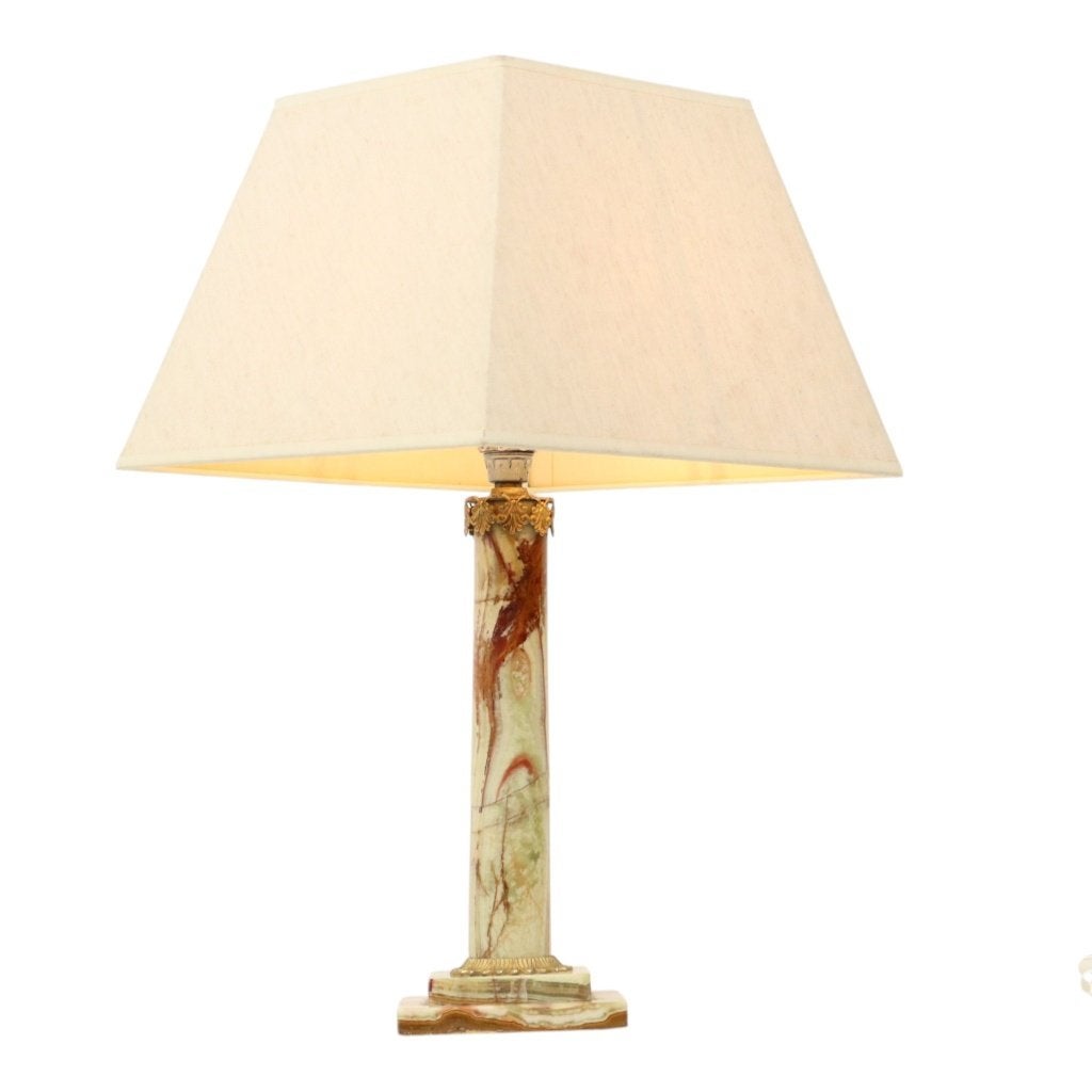 Klassieke Onyx Marmer Messing Kolom Lamp 20ste Eeuw, Antiquités & Art, Curiosités & Brocante, Enlèvement ou Envoi