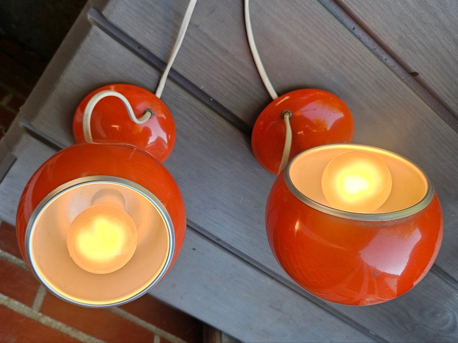 Verstelbare vintage lampjes oranje, Huis en Inrichting, Lampen | Tafellampen, Gebruikt, Verstelbaar, Oranje, Nachtlamp, Vintage