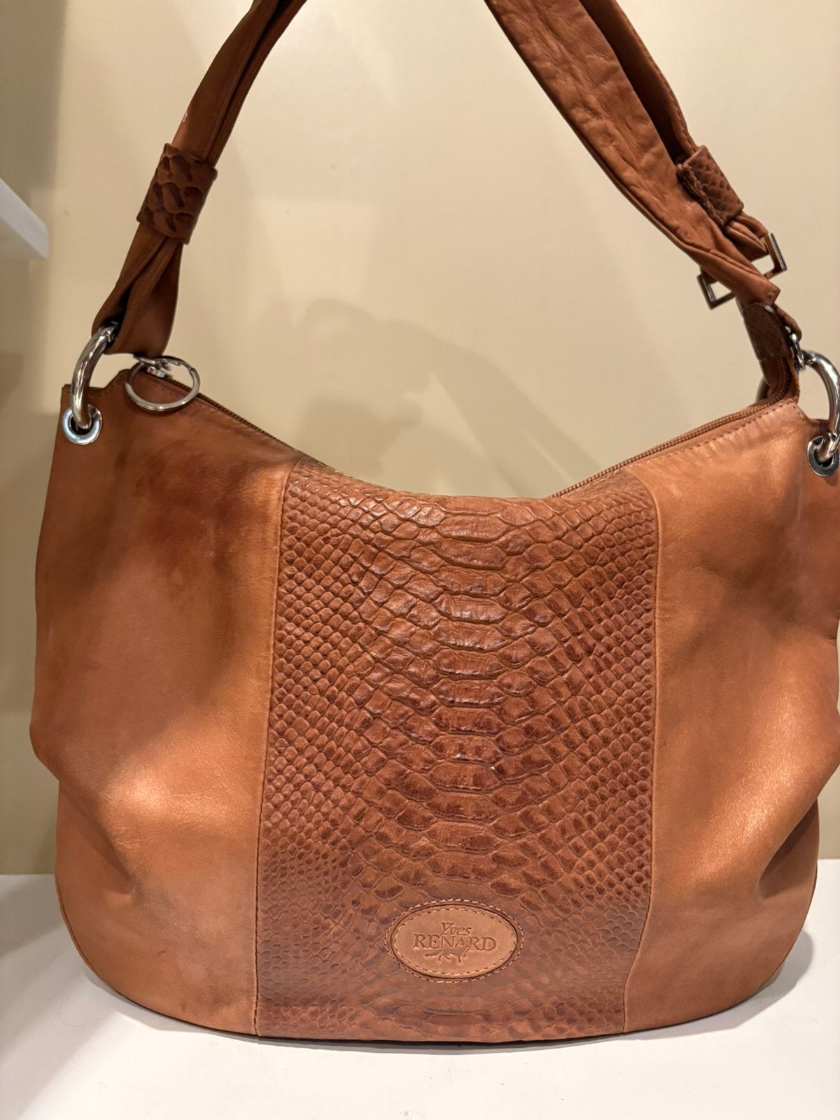 YVES RENARD leder/croco print schoudertas, Handtassen en Accessoires, Ophalen of Verzenden, Zo goed als nieuw