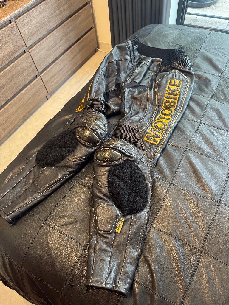Moto broek Leathers Polo DSF FLM maat 52, Seconde main, Enlèvement ou Envoi, Pantalon | cuir, Hommes